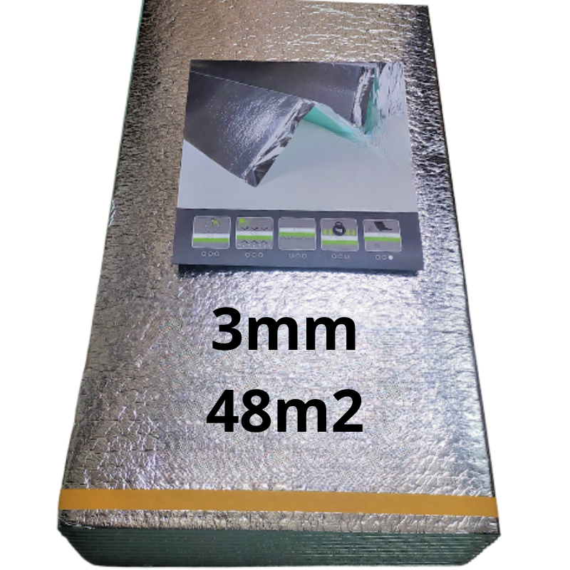 Podkład XPS 3mm z Membraną Aluminiową - Izolacja Termiczna do Paneli i Parkietu - 12-48m2
