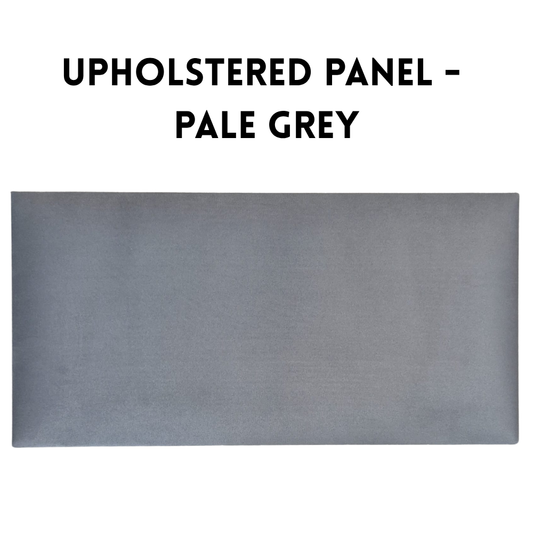 “Upholstered wall panel 600x300 mm in pale grey velvet finish, decorative soft wall panel, UV resistant, single panel”