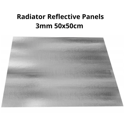 "Radiator reflective panel XPS with aluminium foil, high-density 3mm insulation board, 50x50cm, 2m2 coverage, energy-saving heating reflector, pack of 8 panels"