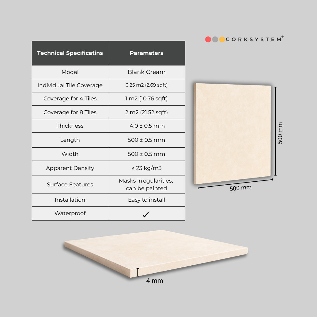 White Blank (Cream): Decorative Ceiling & Wall Panels - 2m2 (21.52 sqft) - 8 Panels