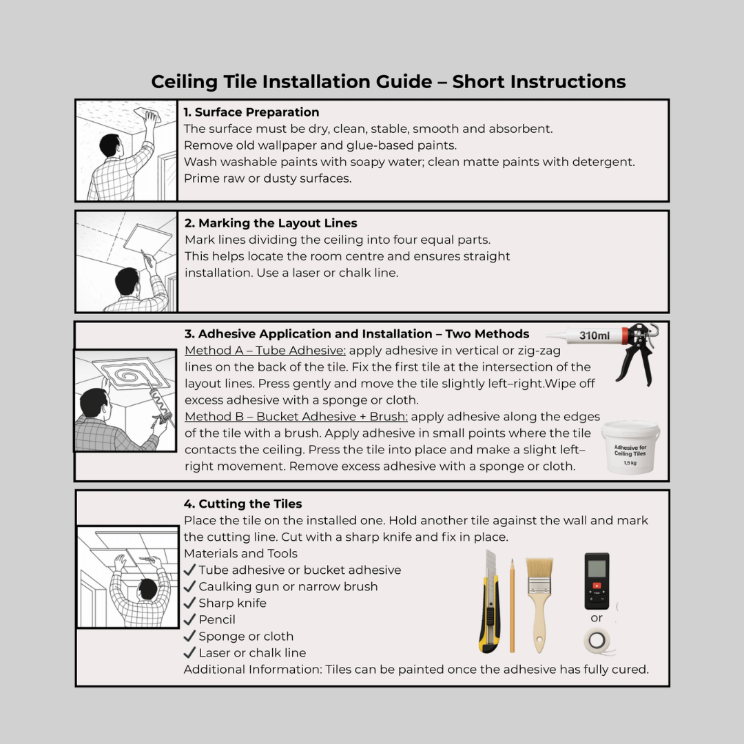 Gold Flowers: Decorative Ceiling & Wall Panels - 2m2 (21.52 sqft) - 8 Panels