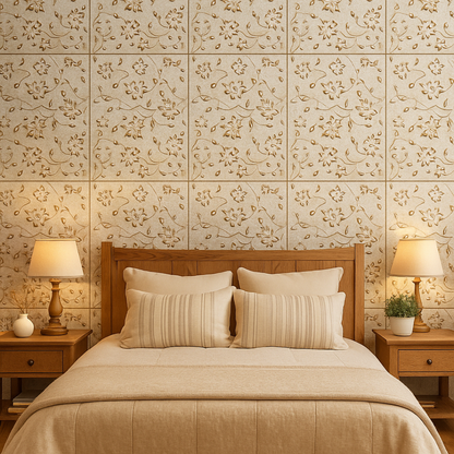 Gold Flowers: Decorative Ceiling & Wall Panels - 2m2 (21.52 sqft) - 8 Panels