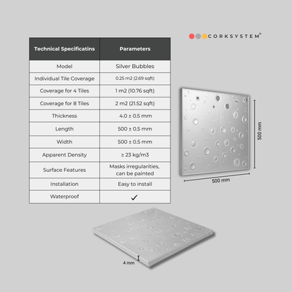 Silver Bubbles: Decorative Ceiling & Wall Panels - 2m2 (21.52 sqft) - 8 Panels