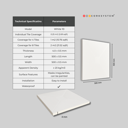 White 10: Decorative Ceiling & Wall Panels - 2m2 (21.52 sqft) - 8 Panels