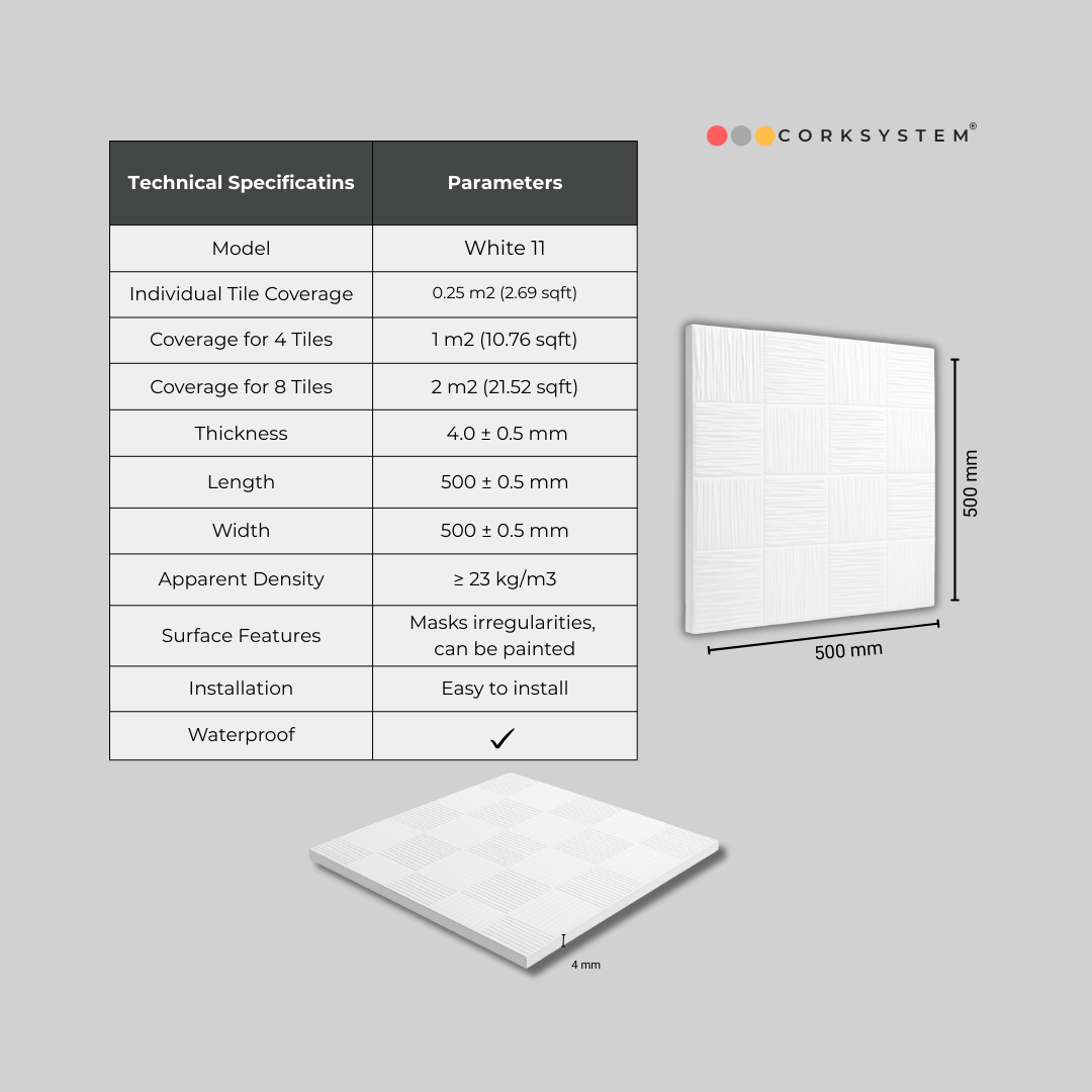 White 11: Decorative Ceiling & Wall Panels - 2m2 (21.52 sqft) - 8 Panels