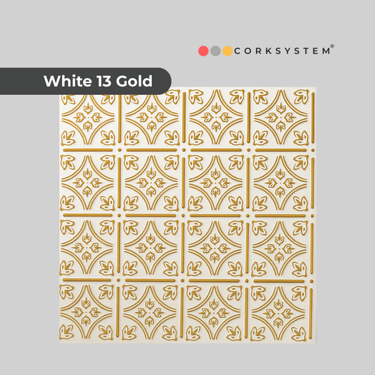 White 13 (Gold): Decorative Ceiling & Wall Panels - 2m2 (21.52 sqft) - 8 Panels
