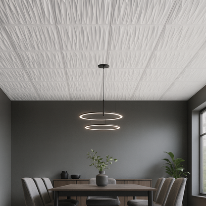 White Stone 3D: Decorative Ceiling & Wall Panels - 2m2 (21.52 sqft) - 8 Panels